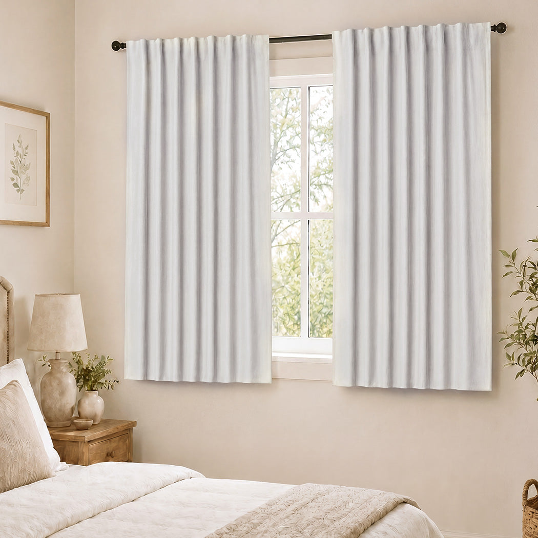Blackout Curtains Thermal Linen Look 2 Panels | Simpledeals