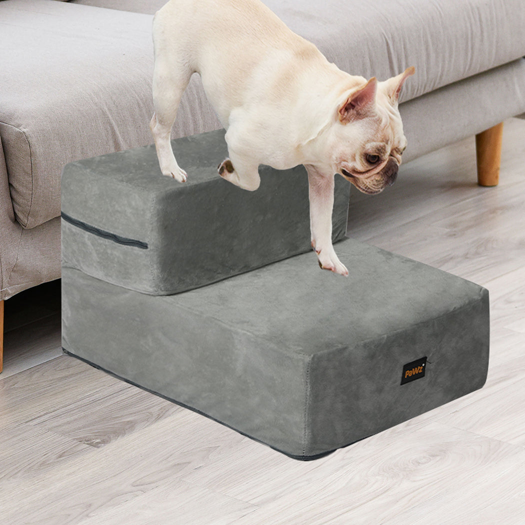 Pet Stairs 2 Step Ramp Portable Small with Adjustable Climbing Ladder Soft