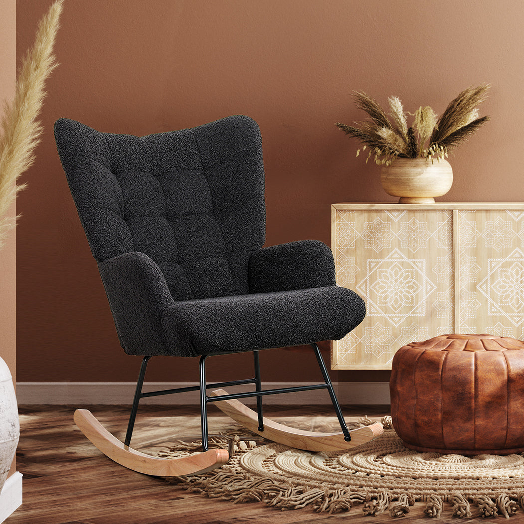 Grey Fleece Rocking Chair 67x86x95cm