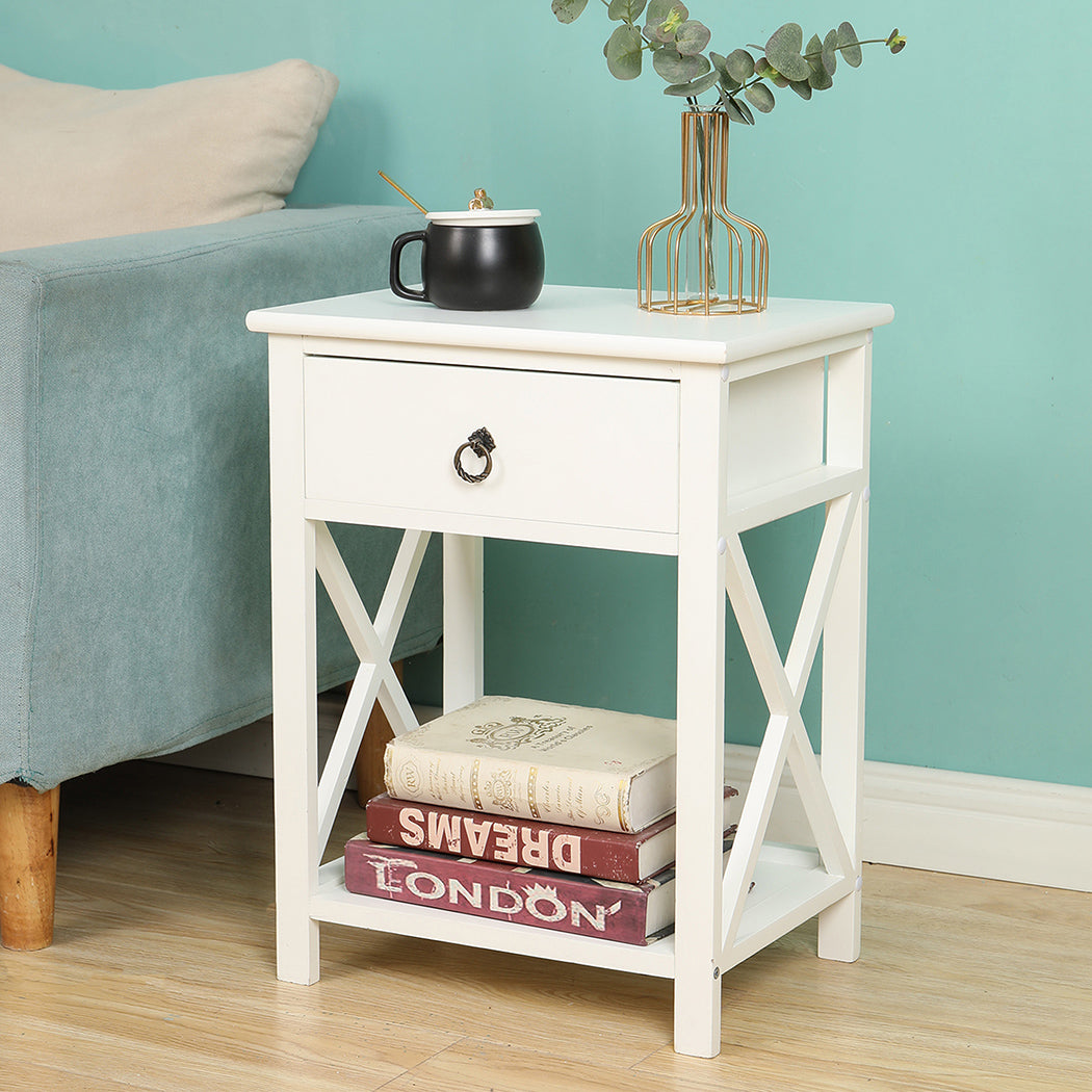 1x Bedside Tables Drawers Side