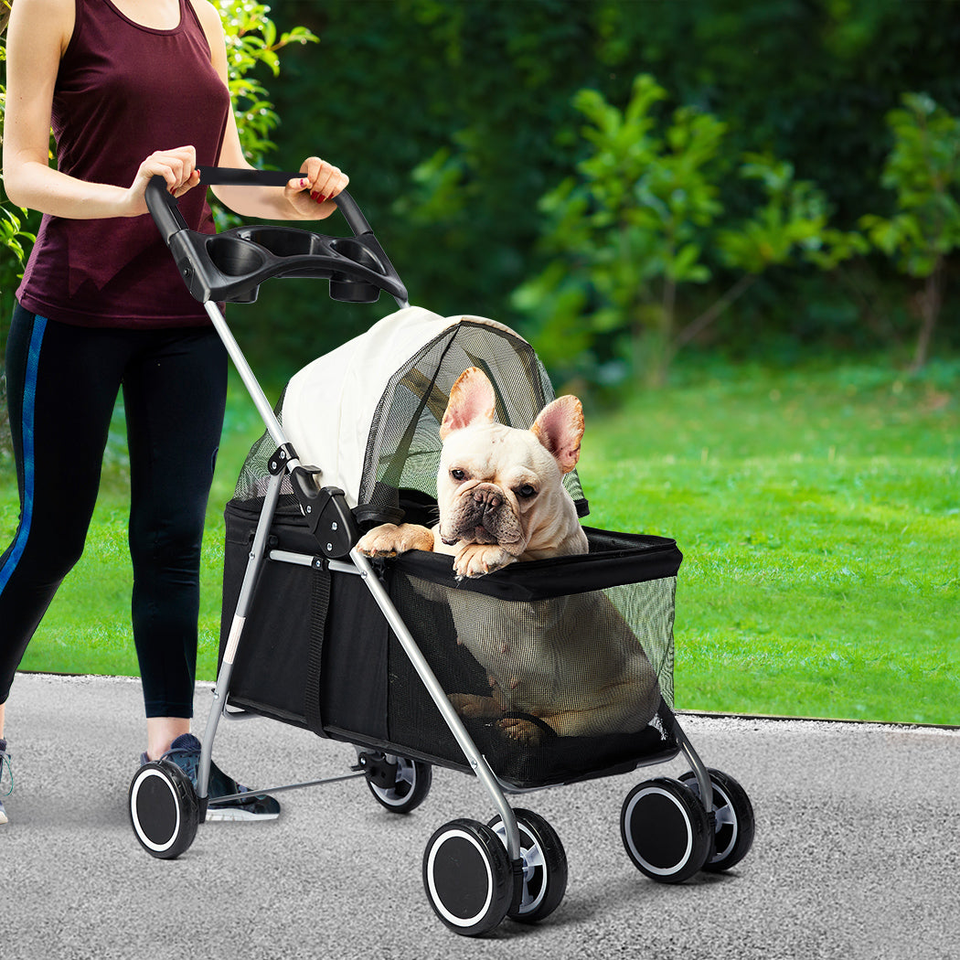 Large Pet Stroller Dog Cat Carrier Black