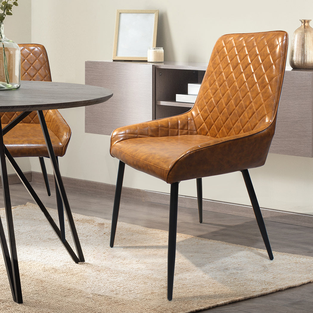 Compact Dining Chairs x 4 Padded Seat PU Faux Leather  High Back with id11&12