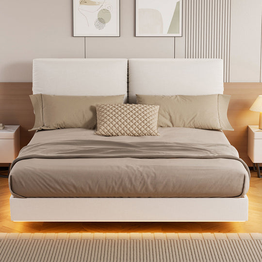 Floating Bed Frame With LED Light 220x187x96cm