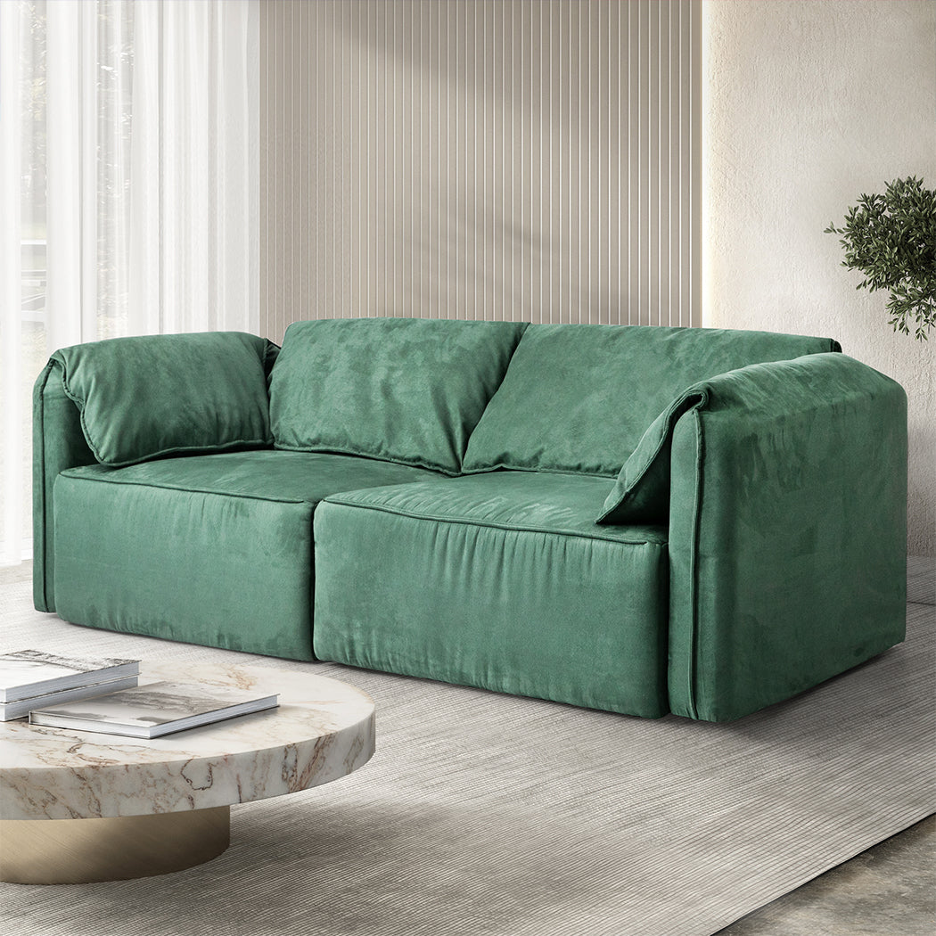 Compact Sofa Floor Couch 3-Seater Leathaire Sleek Modern Look