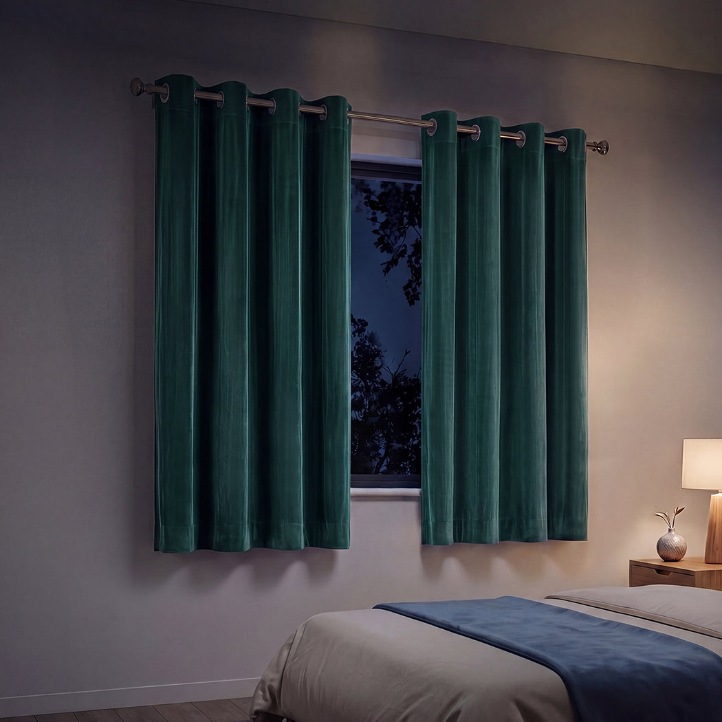 Green Velvet Blackout Curtains 2 Panels | Simpledeals