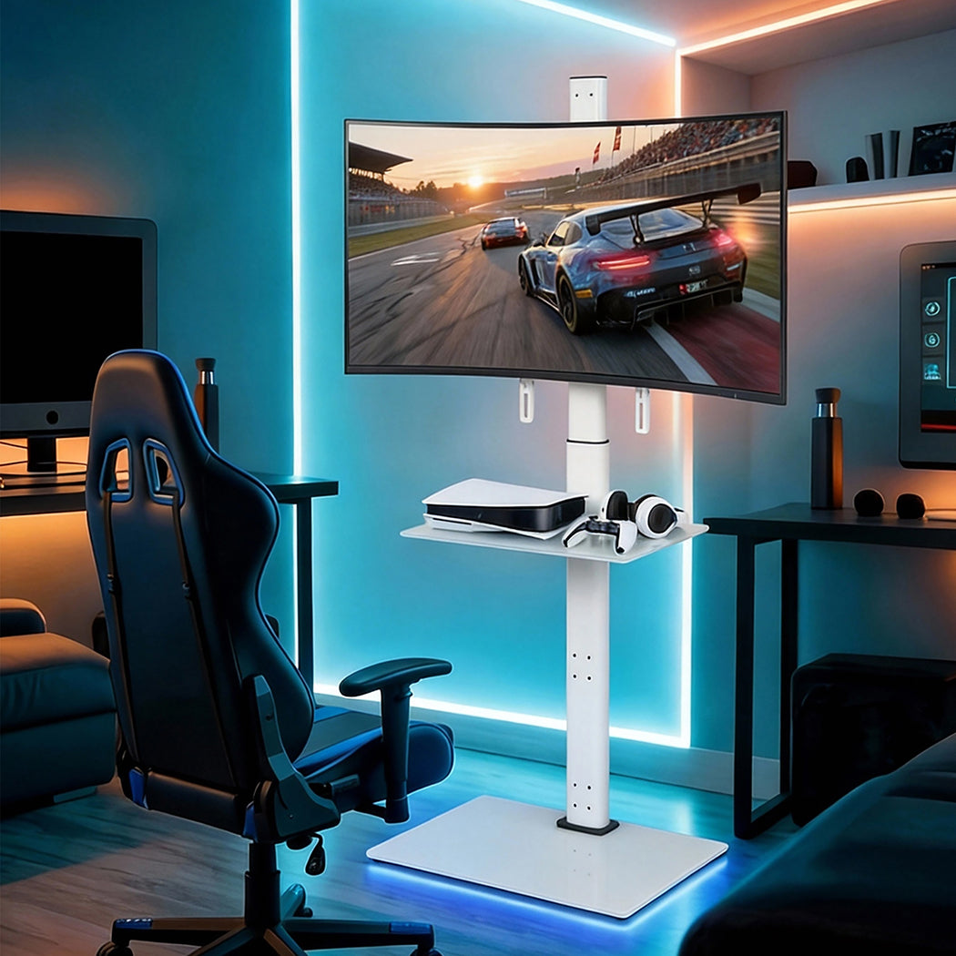 Tv Floor Stand Adjustable White 100x100cm