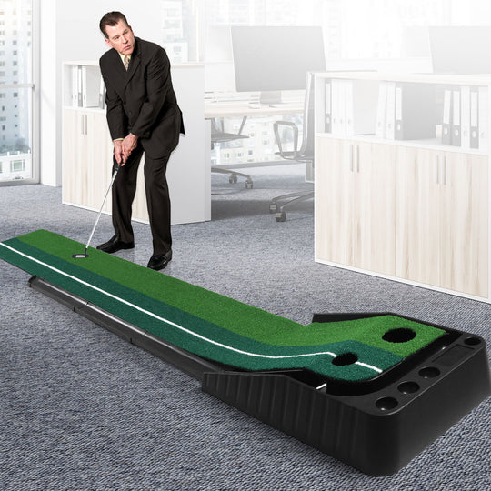 Stylish Golf Putting Mat Portable with Auto Return Practice Putter