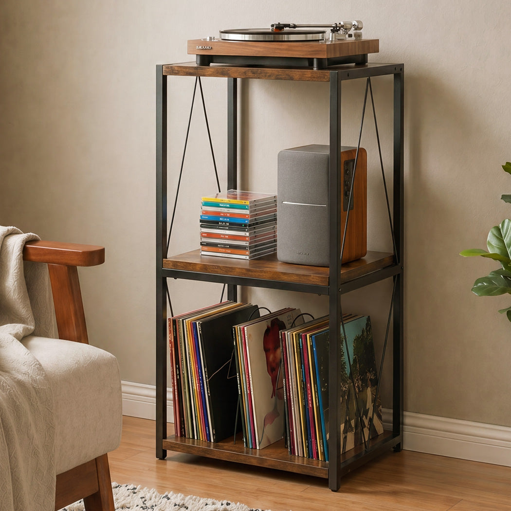 Vinyl Record Stand Black Steel 16x16x0.8cm