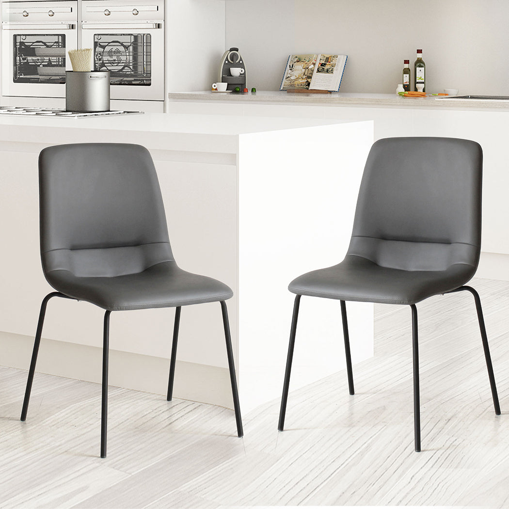 Modern Stackable Dining Chairs Kitchen Grey Set of 8  High Back