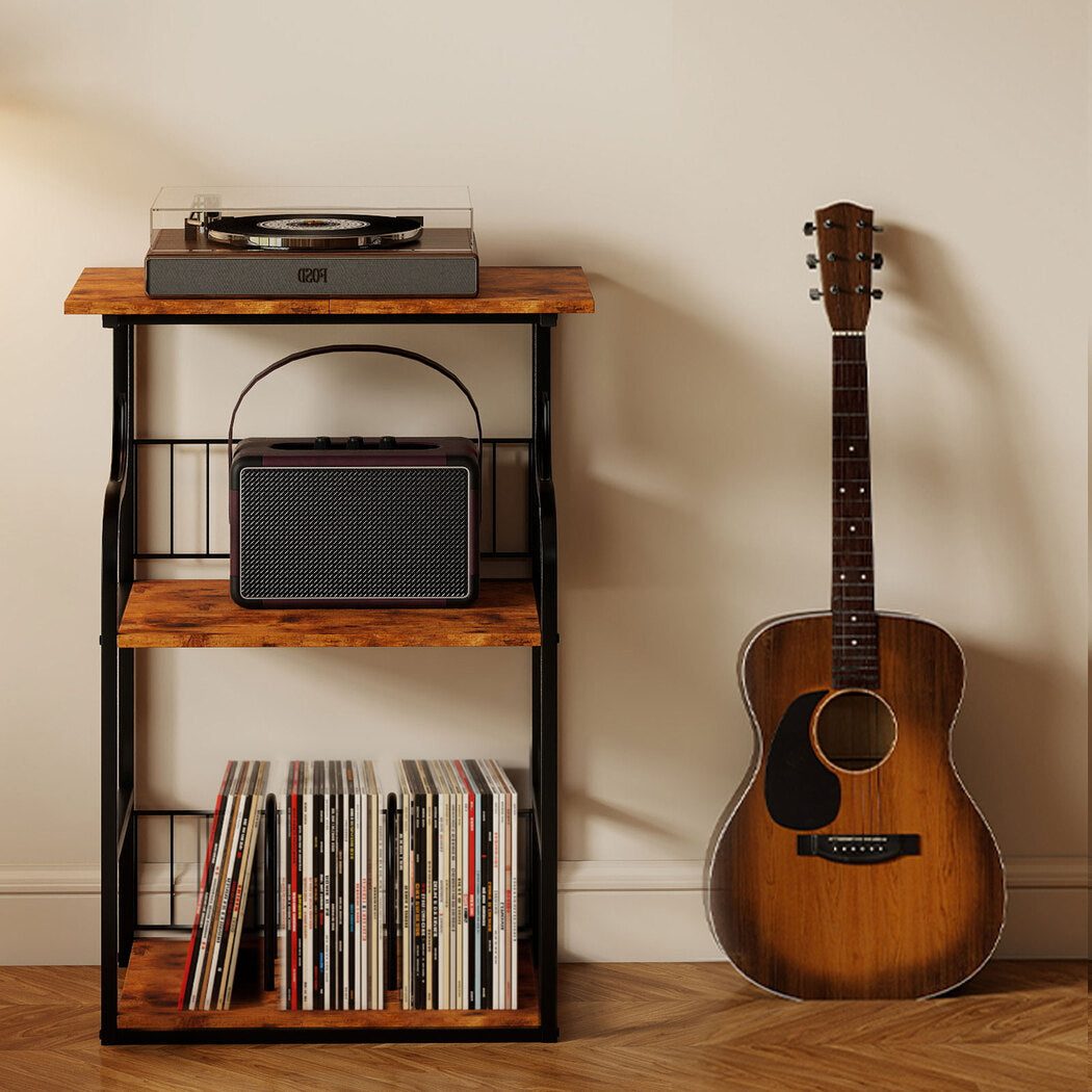 Side Table 3 Tier Storage Brown 50x30cm