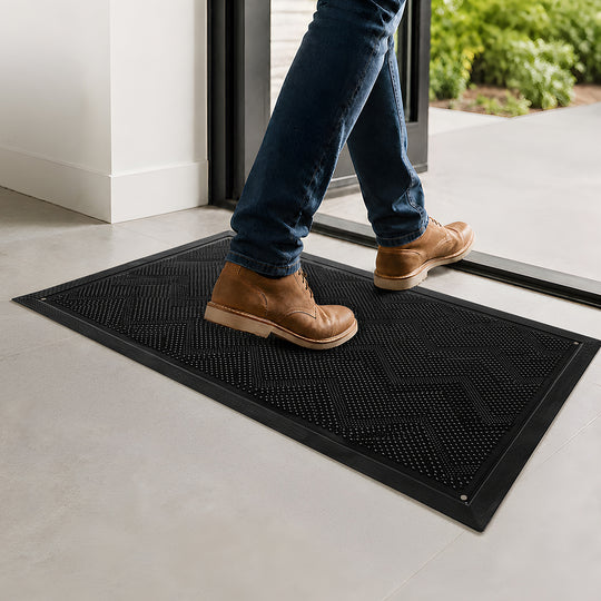 Front Door Mat Non Slip Black 90x43x1.3cm