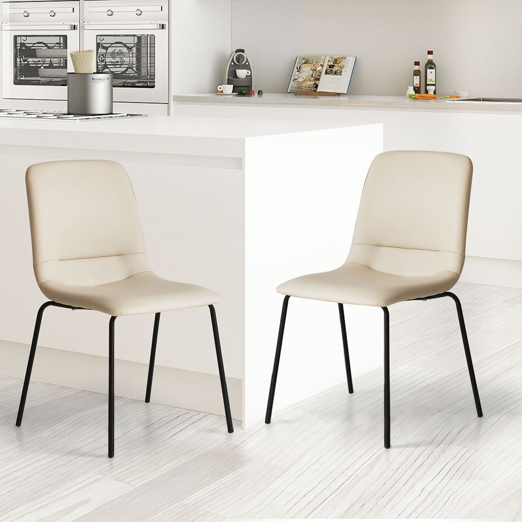Versatile Stackable Dining Chairs Kitchen Beige Set of 8  Easy
