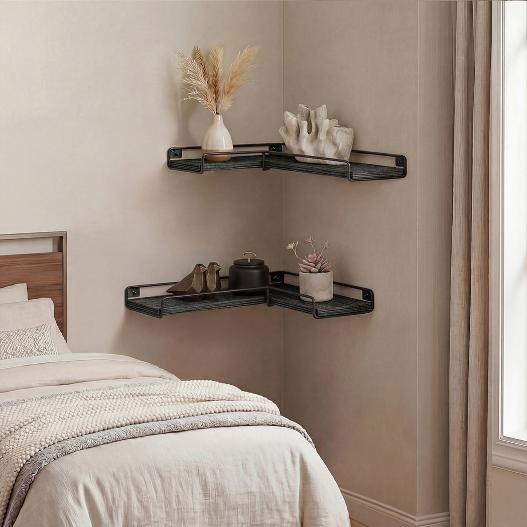 Floating Corner Wall Shelves Set of 2 | Simpledeals