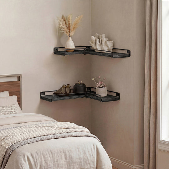 Floating Corner Wall Shelves Set of 2