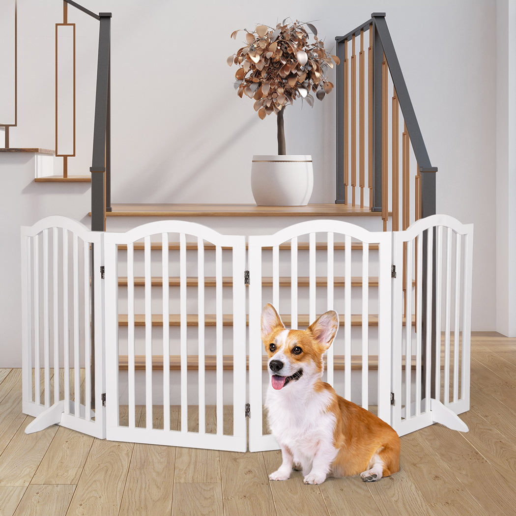 Wooden Pet Gate Dog Fence Safety White