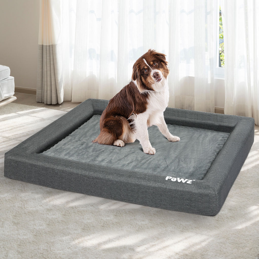 Memory Foam Pet Bed Large Grey 78x52x13cm