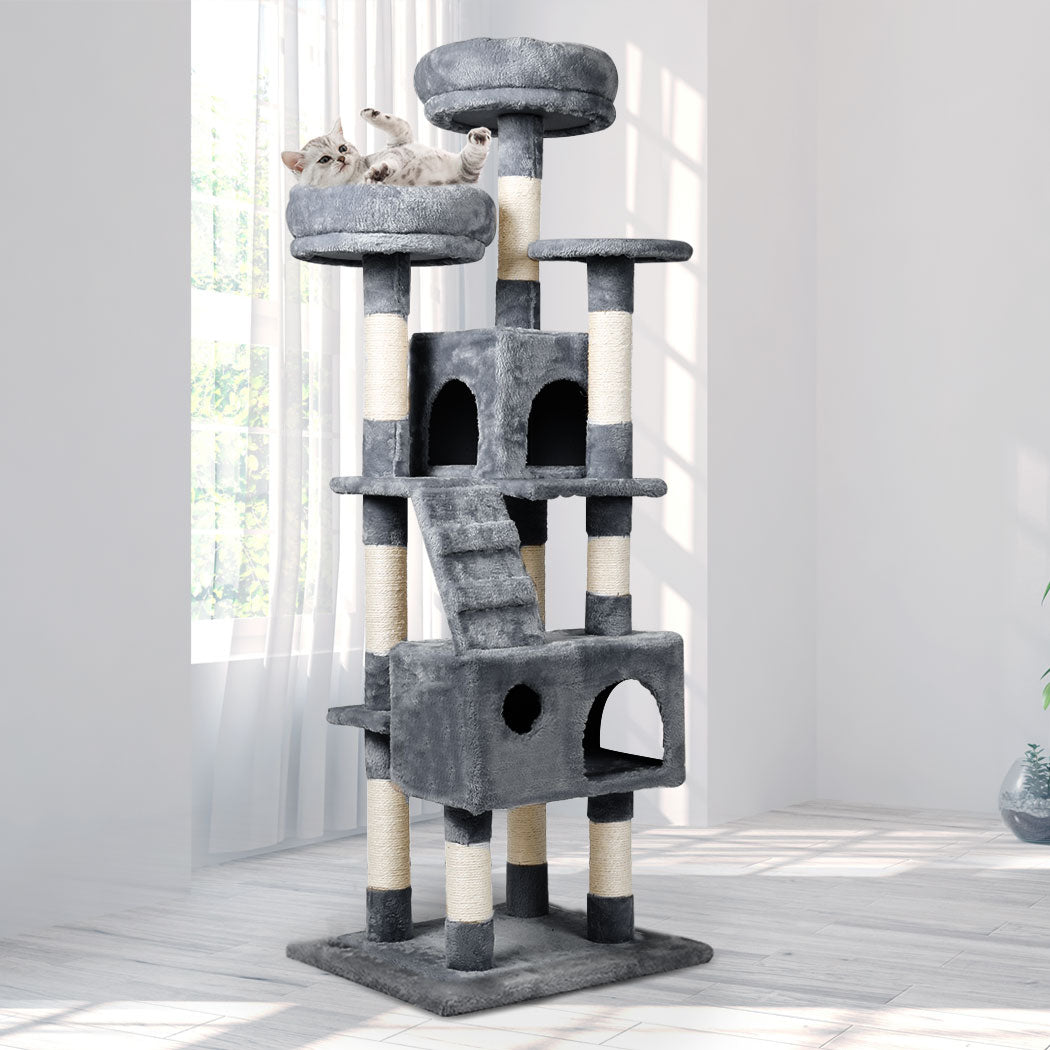 Cat Tree Scratching Post Grey 35x40x141cm