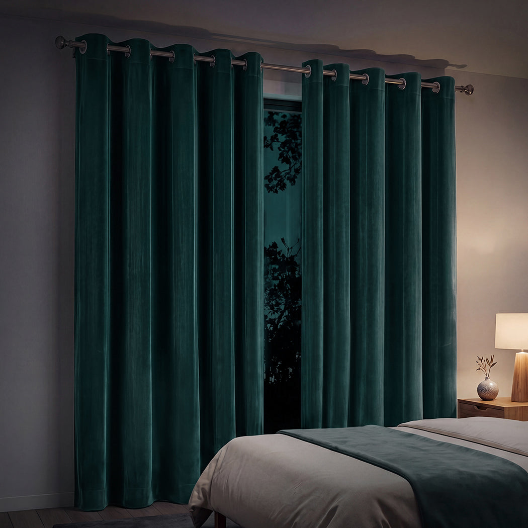 Velvet Blackout Curtains 2 Panel 180x230cm | Simpledeals