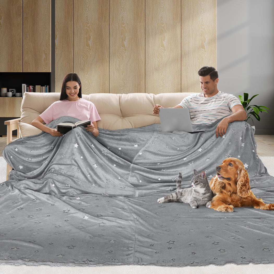 3x3M Large Oversized Blanket Grey Star