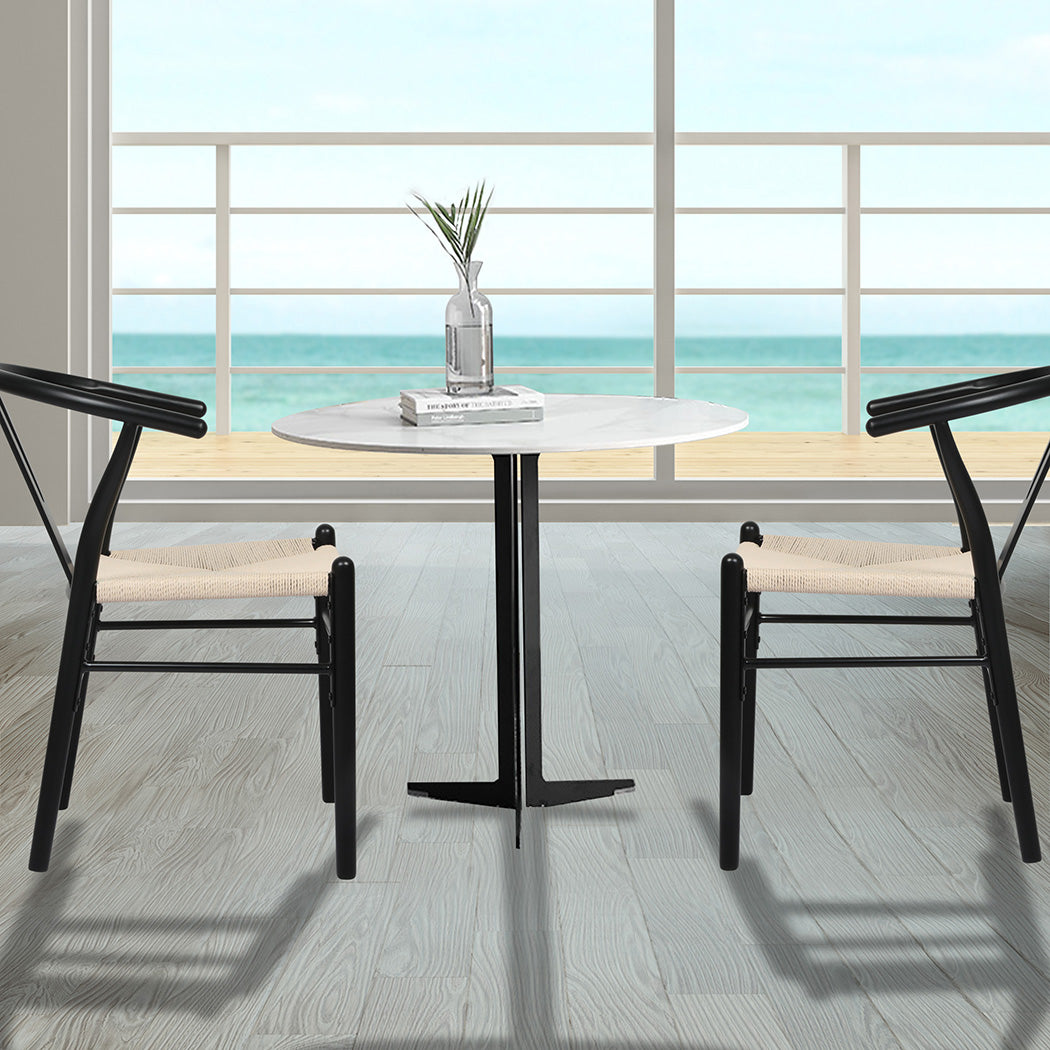 Compact 6x Dining Chairs Wooden Hans Black  Easy Assembly Classic