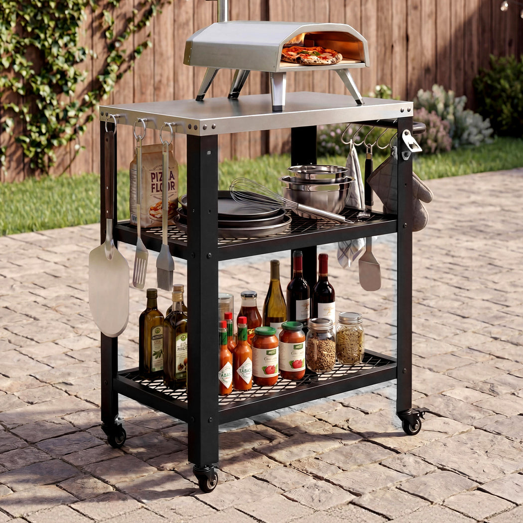 Outdoor Kitchen Cart BBQ Grill Trolley Stainless Steel