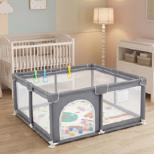 Baby Playpen Grey Play Area 127x127cm