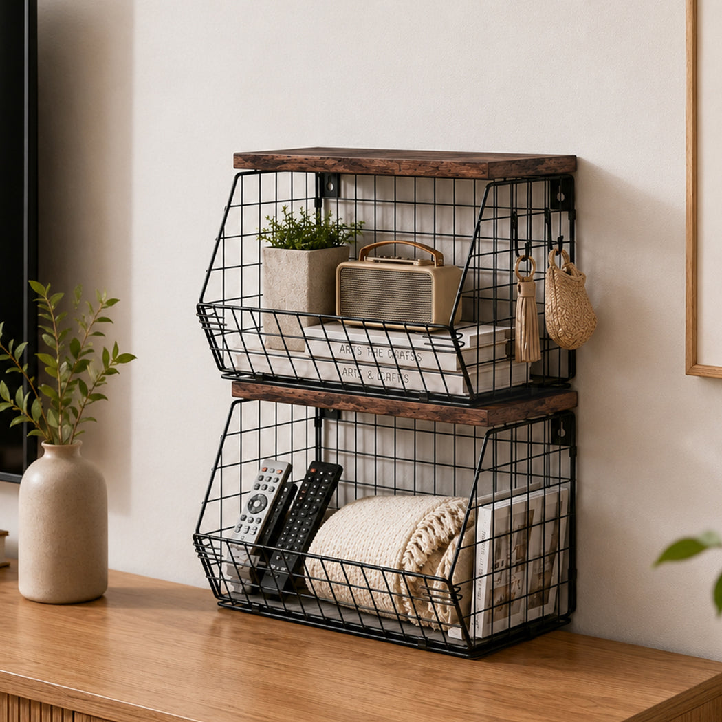 Stackable Wall Mount Kitchen Storage Basket | Simpledeals