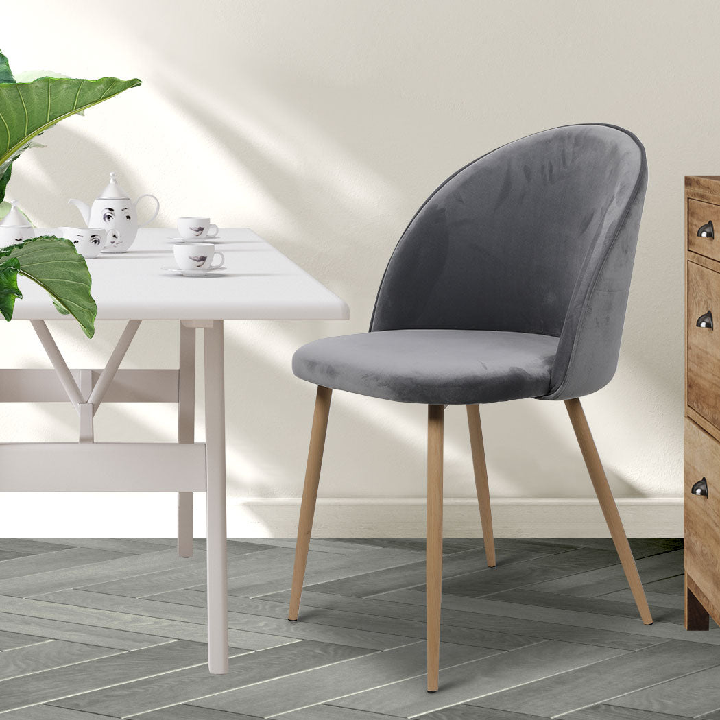 2x Dining Chairs Seat French Grey
