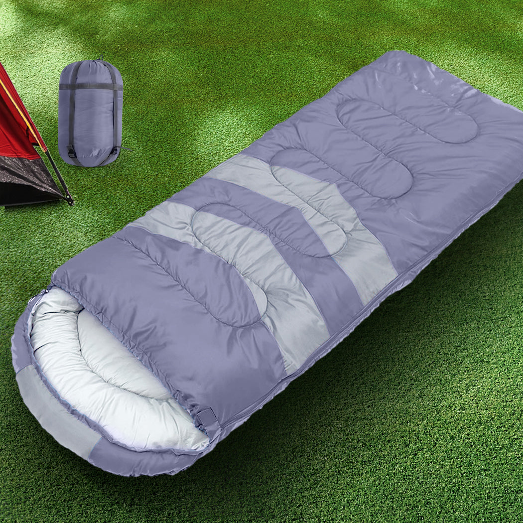 Single Sleeping Bag Outdoor Grey Lightweight Warm Camping Travel Bag