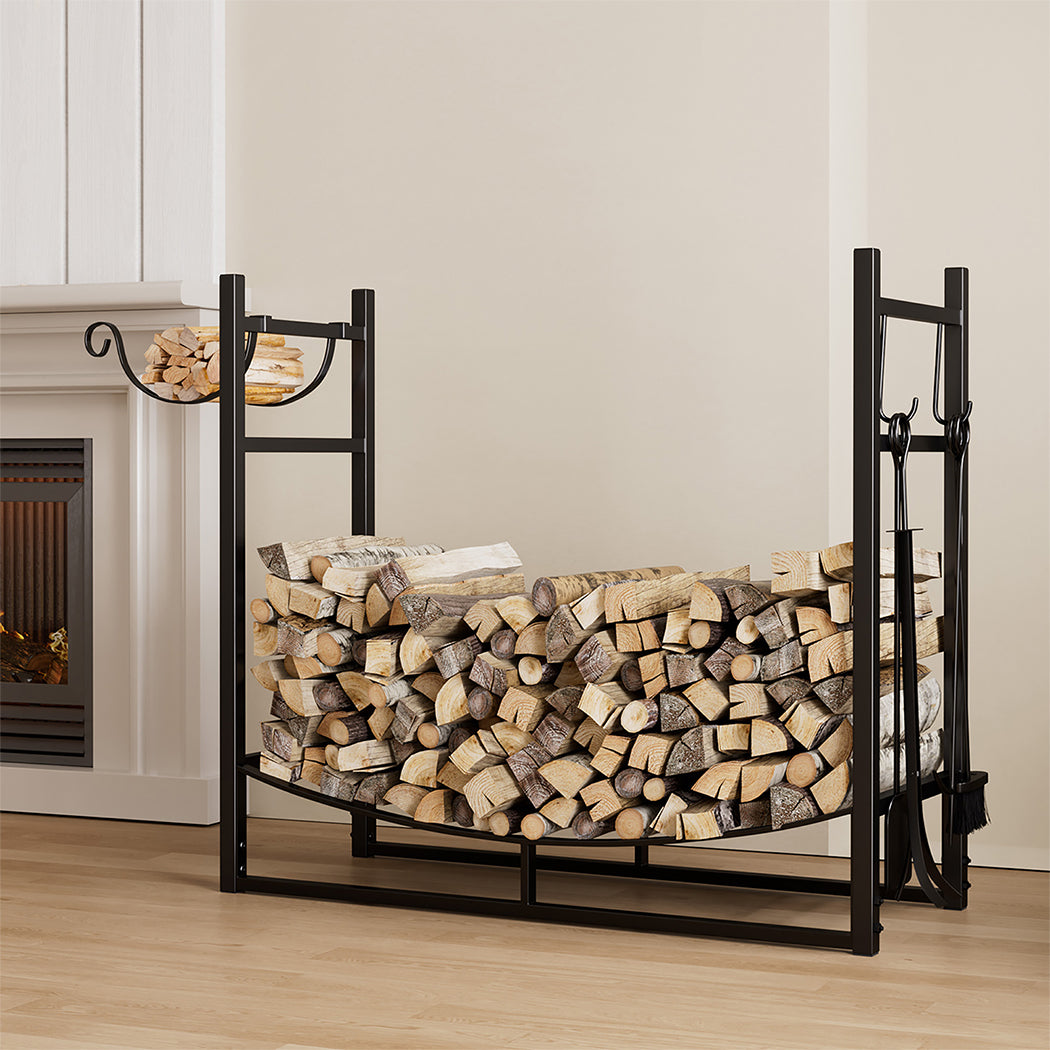 Firewood Rack Steel Holder 84x33x76cm