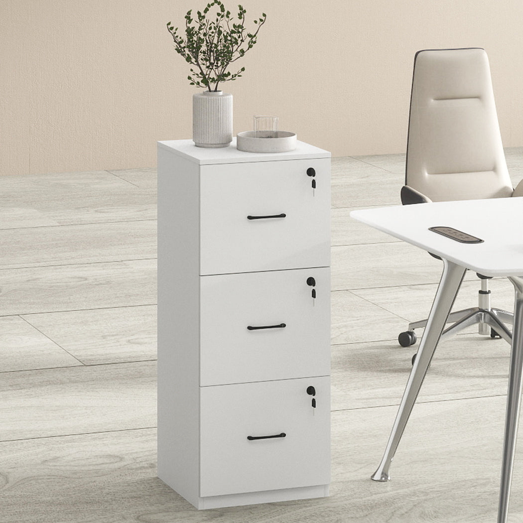 File Cabinet 3 Drawer White 41x41x103cm