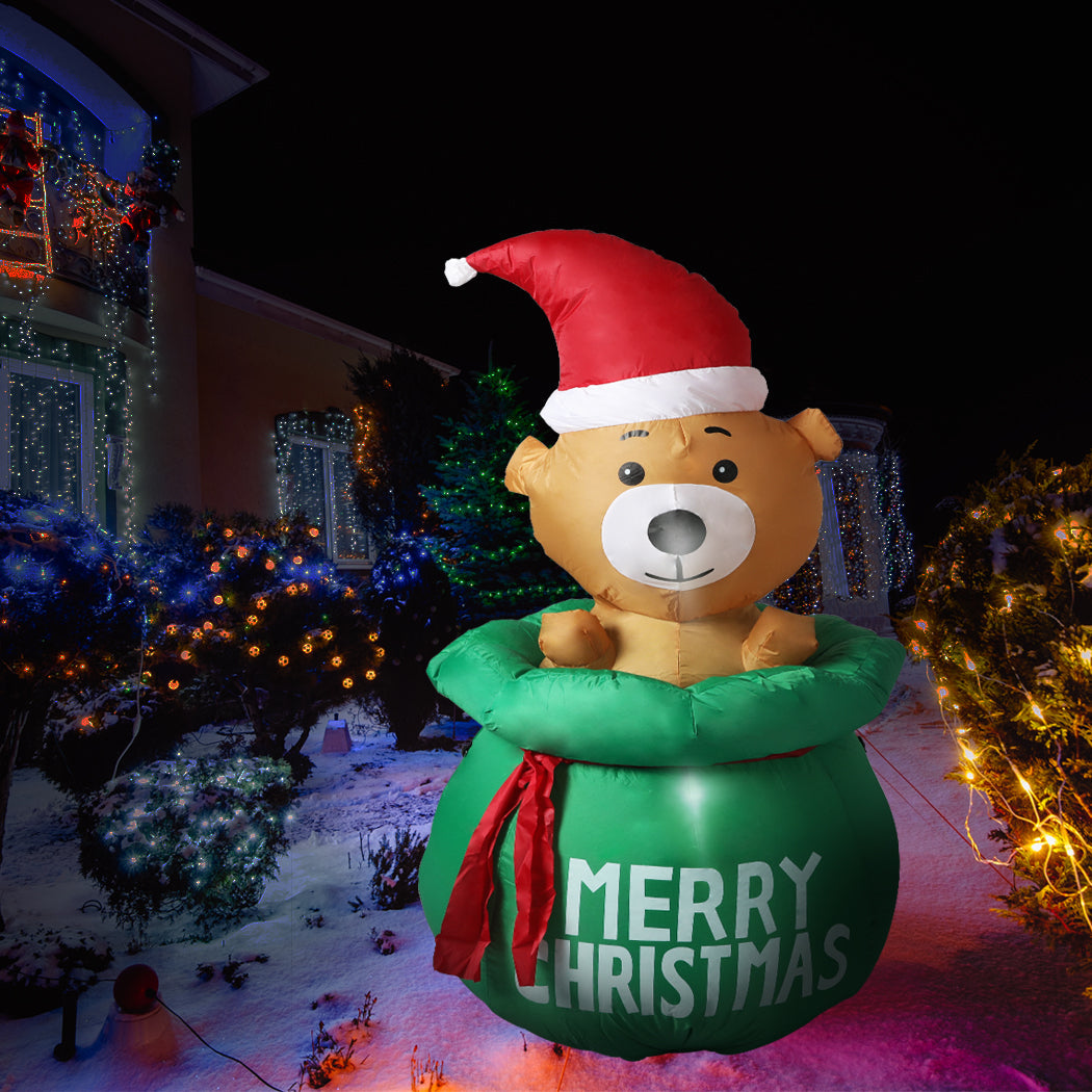 Inflatable Christmas Decorations -Stylish with Bubbly Bear Led Lights