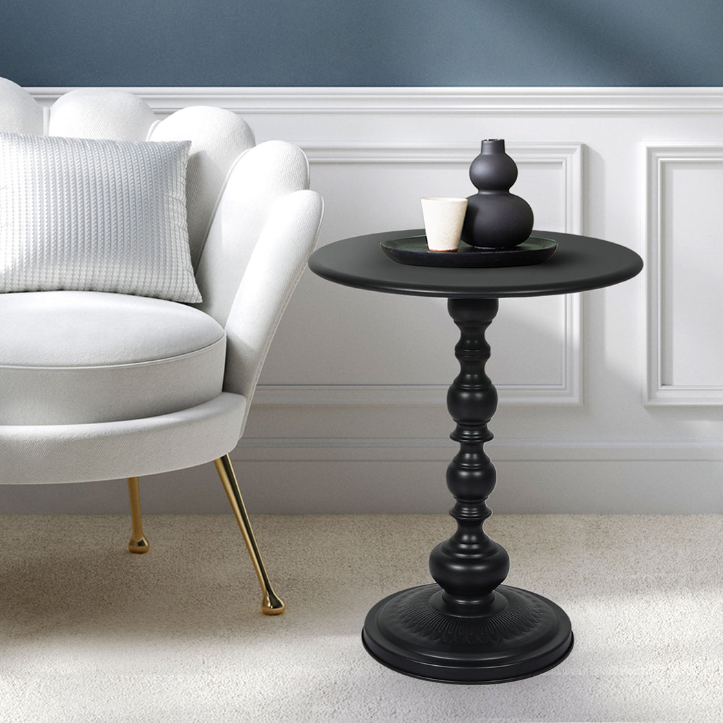 Side Table Vintage End Round Black