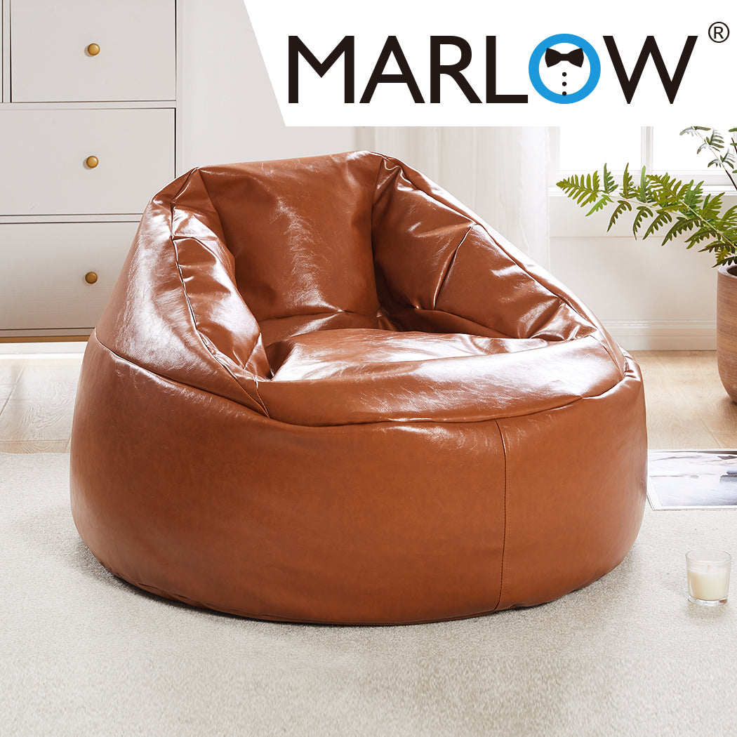 Bean Bag Chair Cover Tan PU Sleek Modern Lounge Couch Cover