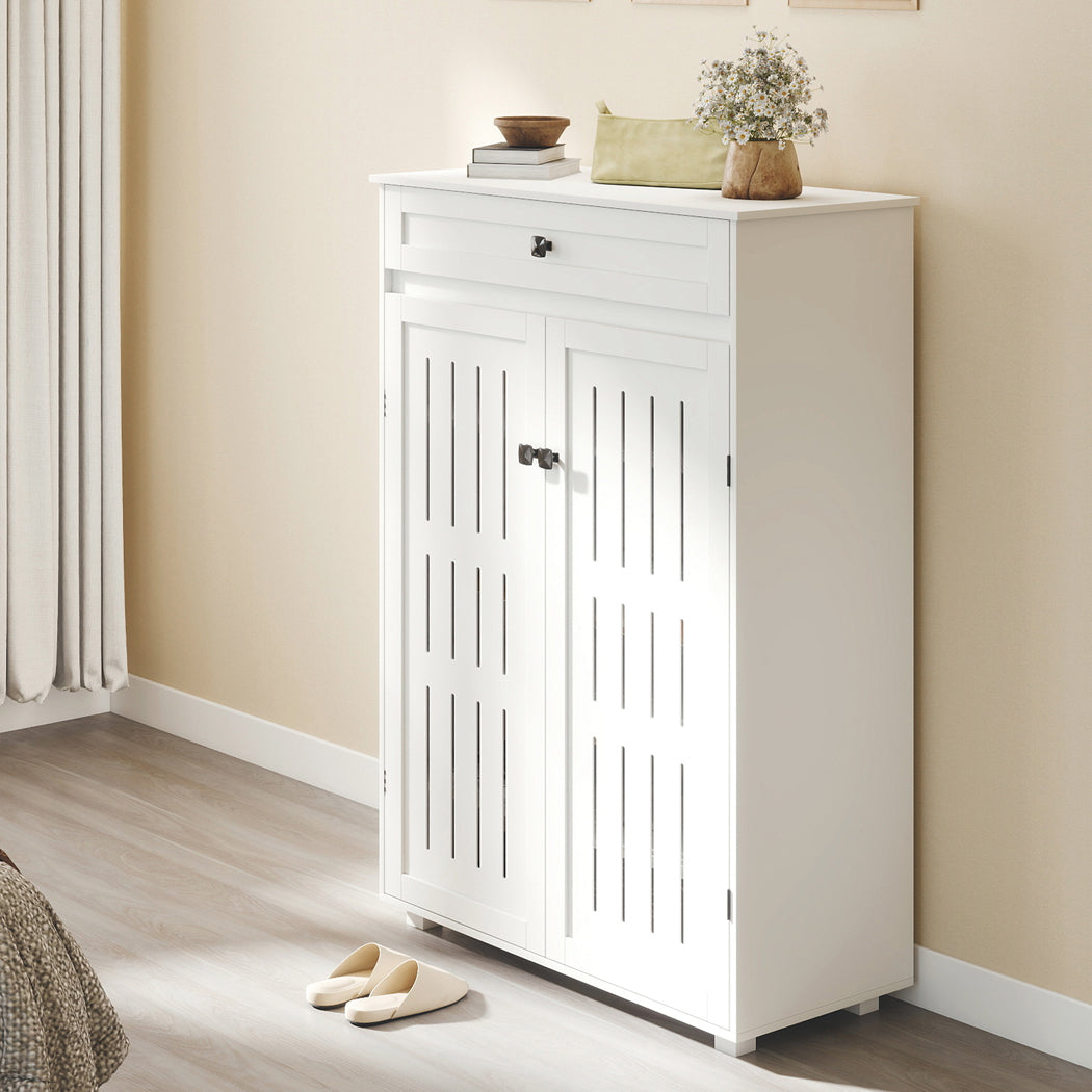 Shoe Cabinet White Storage 78x37x116cm