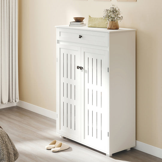 Shoe Cabinet White Storage 78x37x116cm