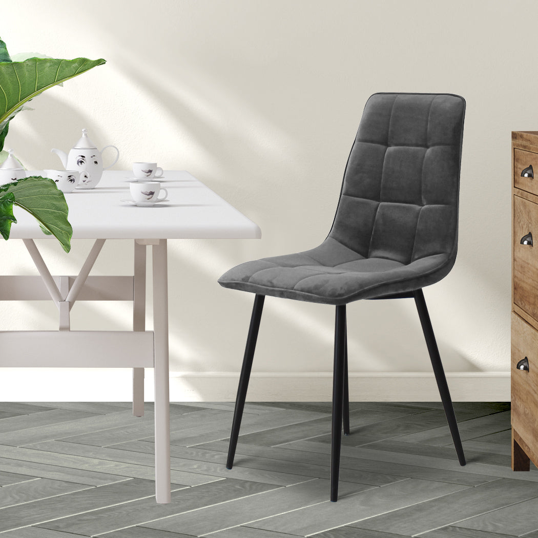 4x Dining Chairs Kitchen Velvet Grey