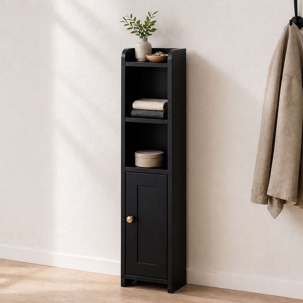 Slim Corner Bathroom Cabinet Storage 78.5cm Black | Simplede
