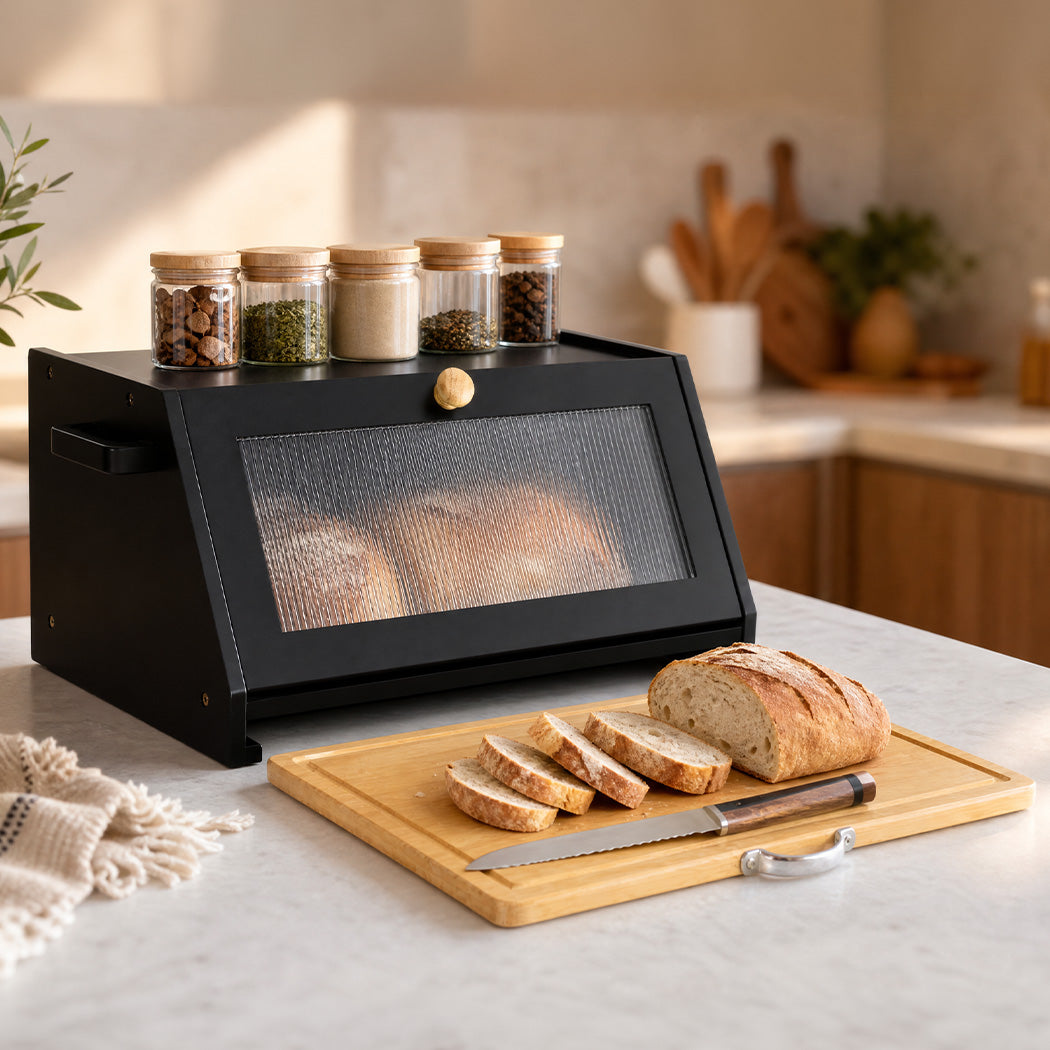 Bamboo Bread Box Cutting Board Black | Simpledeals