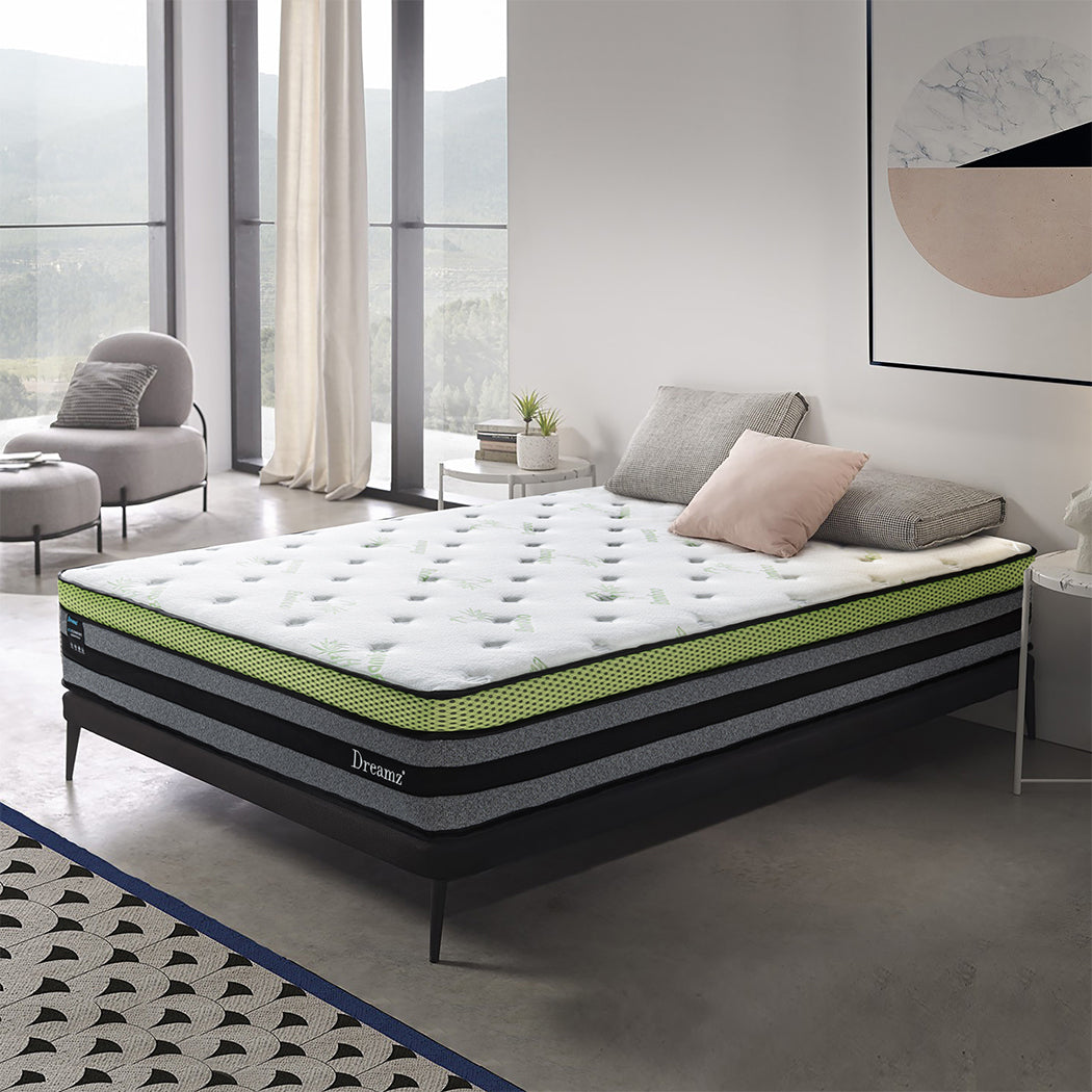 Queen 30cm Cooling Mattress Pocket Medium-firm 6.5 Wood Finish Classic