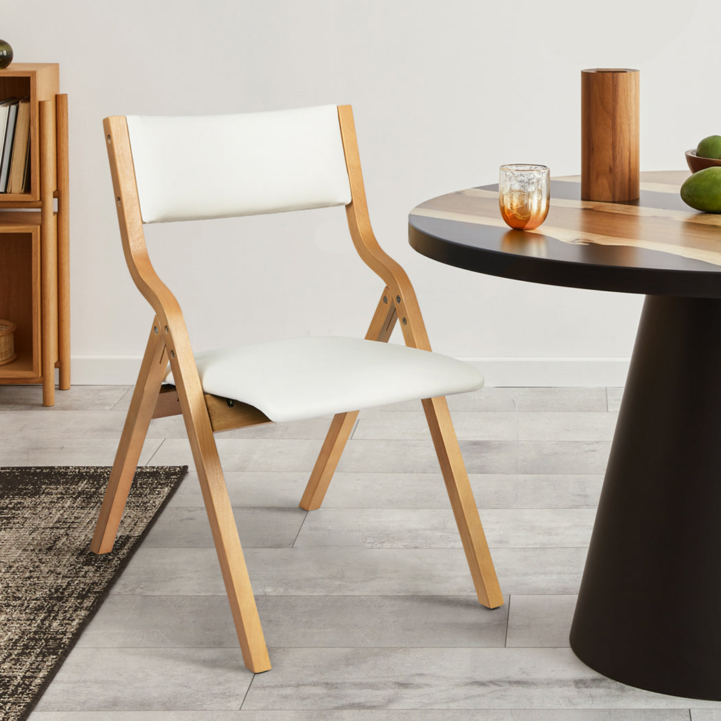 Premium 6x Dining Chairs Foldable PU Beige  Scandi Inspired Design