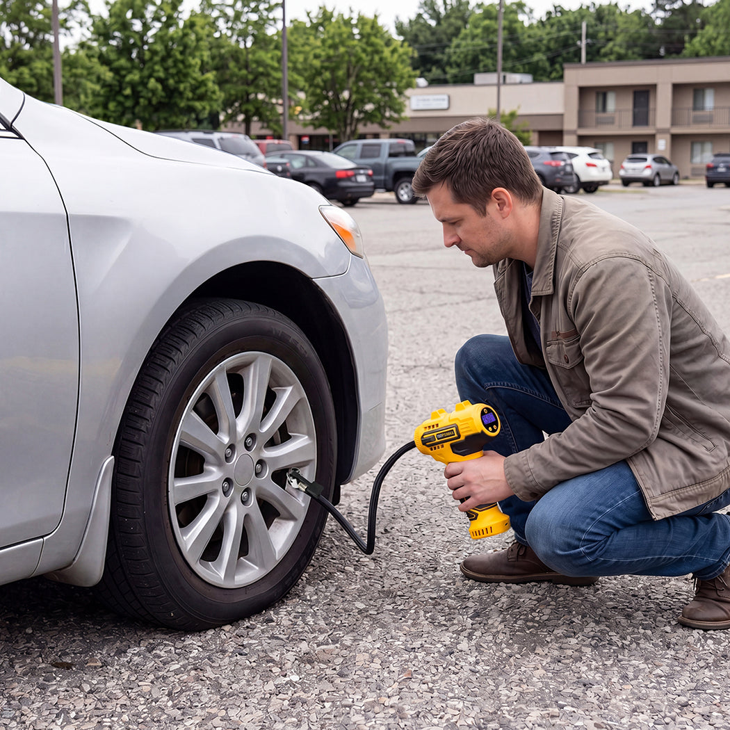 Cordless Tyre Inflator Air Compressor LCD | Simpledeals