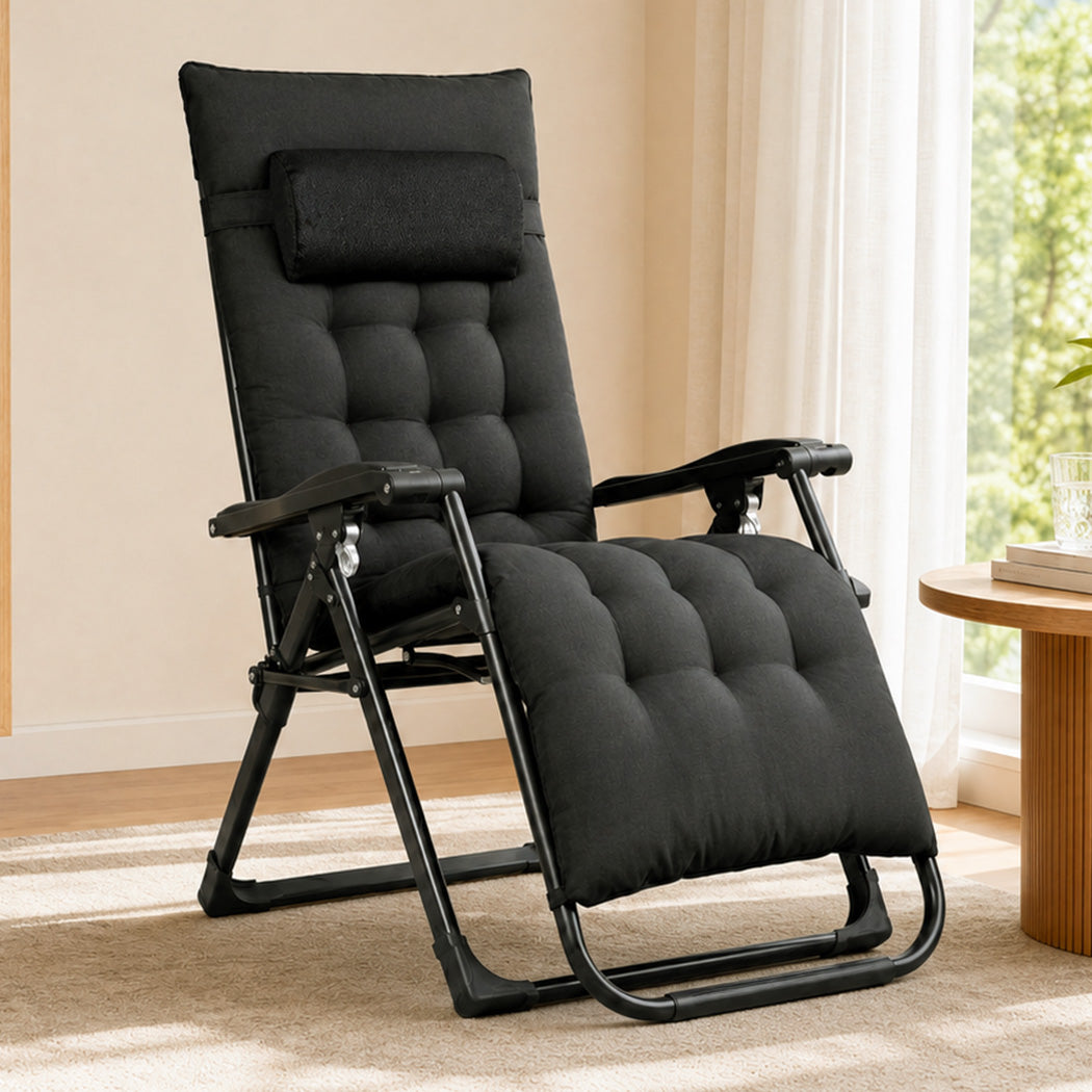Zero Gravity Lounge Chair Black 175x51x110cm
