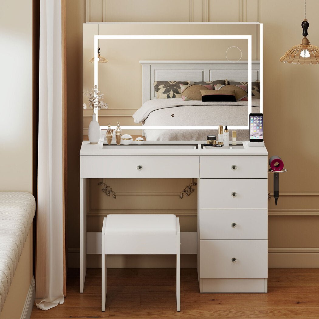 Vanity Table Led Mirror Set 100x40x140cm