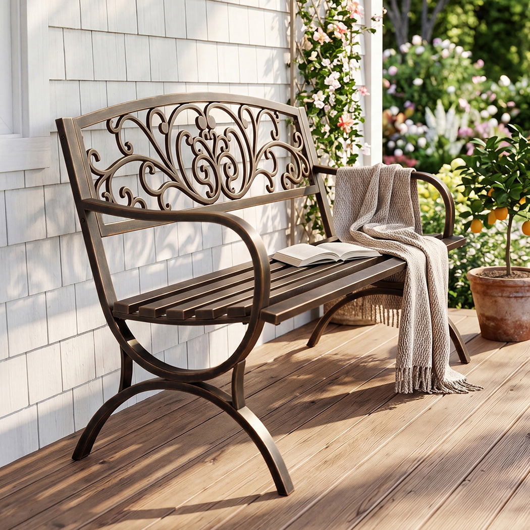 Cast Iron Garden Bench 3 Seat Antique Bronze | Simpledeals