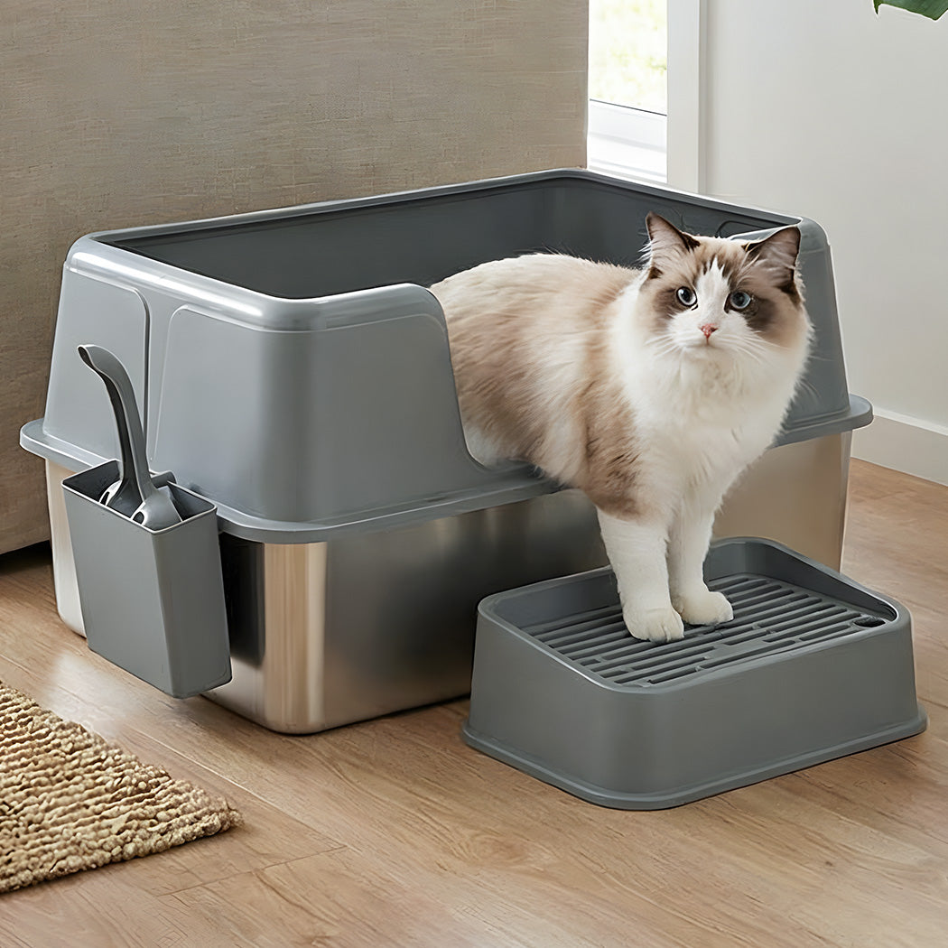 Stainless Steel Large Cat Litter Box 60x40x31.5cm