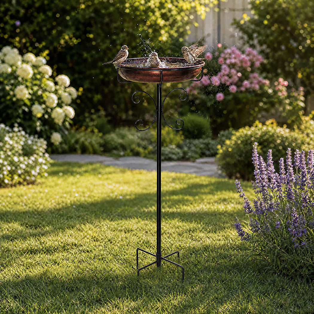 Freestanding Metal Bird Bath Feeder 100cm | Simpledeals