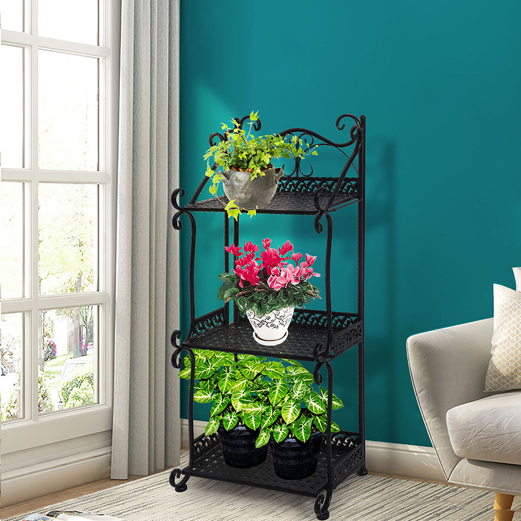 3-Tier Plant Stand Indoor & Outdoor Metal Flower Pot Display Rack