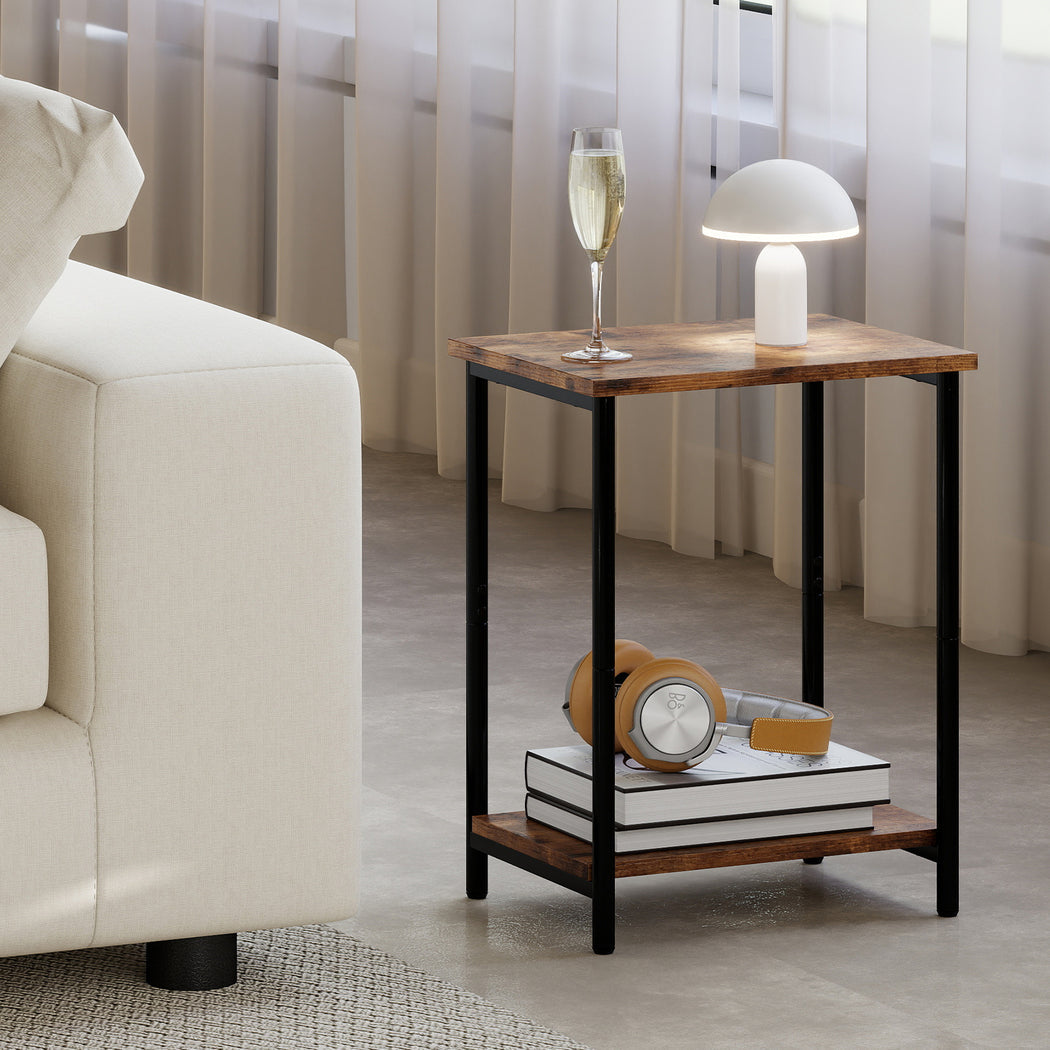 2-Tier Industrial Side Table Nightstand