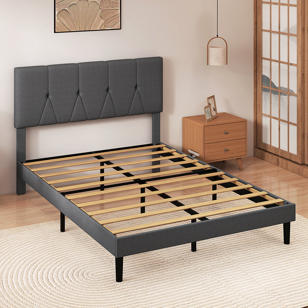 Upholstered Bed Frame Double Grey 193.5x140x103cm